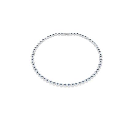 Imagem de Swarovski Colar de tênis Una Angelic, corte redondo, azul, banhado a ródio