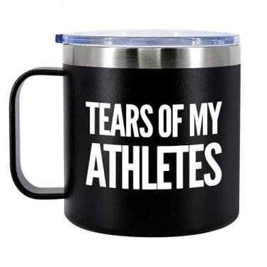 Imagem de Tears of My Athletes Coach, presentes para homens e mulheres, presentes para treinadores de atletas, gerente de equipe esportiva, caneca de café isolada com alça e tampa, caneca térmica de acampamento