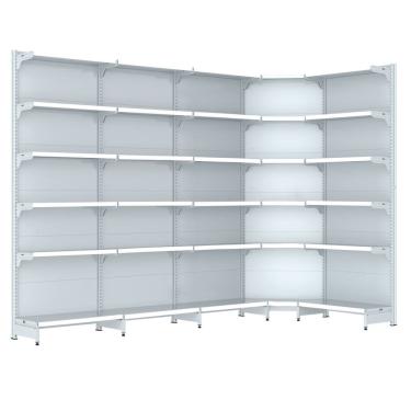 Imagem de Gondola Parede 202 Fit Farmacia Ate 4 M Bco 1 Canto Pe Branc