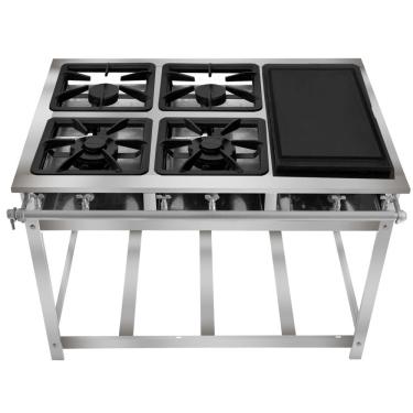 Imagem de Fogão Industrial 4 Bocas com Chapa P7 em Aço Inox Leona