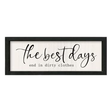 Imagem de LuZhiQiang Decoração de parede de lavanderia engraçada T 40,6 cm × 15,6 cm, frases de humor para banheiro, banheiro, pequeno, rústico, FAbove, banheira, casa de fazenda, moldura de madeira, arte para