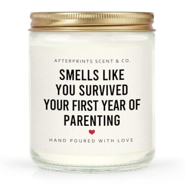 Imagem de Afterprints Presentes engraçados para novos pais para casais, vela de primeiro ano de parentalidade, presente de 1º aniversário para pais, presentes para novos pais no primeiro aniversário do bebê