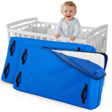 Imagem de Colingmill 2 unidades de bolsa de armazenamento para colchão de berço com zíper e 8 alças reforçadas, tecido Oxford, impermeável, protetor de colchão de berço para armazenamento, 132 x 71 x 16,5