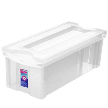 Imagem de Caixa Organizadora Plástica Estreita 8L com Tampa Ordene Transparente 