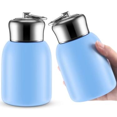 Imagem de Mifoci 2 mini garrafas de água de 293 ml de aço inoxidável com isolamento térmico fino para bebidas quentes e frias, garrafa térmica pequena a vácuo portátil para mulheres, presentes de viagem