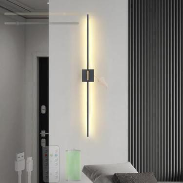 Imagem de Lâmpadas de Parede Recarregáveis LED com Controle de Toque Controle de Toque Lâmpada de Parede Regulável Sem Fio Magnético Rotativo 350° Iluminação de Parede para Sala de Estar Quarto Corredor (Preto