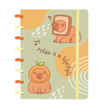 Imagem de Caderno de Discos Iscool Inteligente Flex P Capivibes Relax Verde