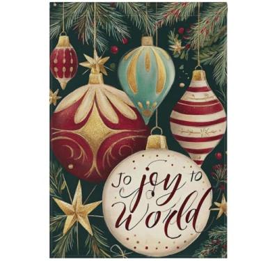 Imagem de Pfrewn Bandeira de Natal para casa de inverno 71 x 101 cm enfeite de bola de azevinho dupla face alegria grande jardim quintal bandeiras bem-vindo sazonal ao ar livre faixa interna para decoração de