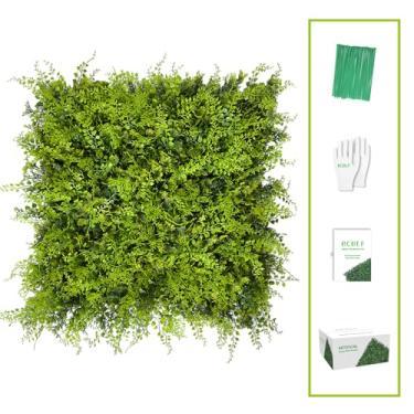 Imagem de BCBLF Parede de grama, parede verde, 25,4 x 25,4 cm (12 peças), tela de cerca viva de privacidade com proteção UV, pano de fundo vegetal para decoração de casamento em casa interna e quintal externo