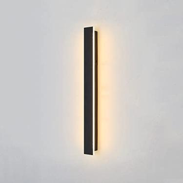 Imagem de Luminária de parede longa para áreas externas, arandela de tira preta, à prova d'água, IP65, luminária linear para varanda, luminária minimalista para parede externa, arandela de parede exte