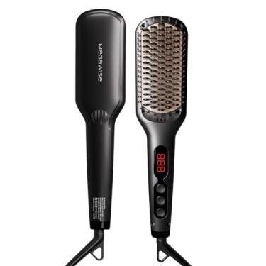Imagem de MEGAWISE Escova Alisadora de Cabelo Iônica Pro Ceramic para Salão Doméstico | Tecnologia de Aquecimento Mch Fast 20S com Segurança de Desligamento Automático | Anti-Queimadura com Dupla Voltagem Universal | Cabo de Alimentação Giratório