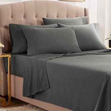 Imagem de Conjunto de lençóis Queen Empyrean - 110 g/m² 6 peças para cama queen size, lençóis queen escovados duplos, lençóis macios e fronhas - cinza carvão