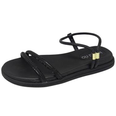 Imagem de Sandália Feminina Flat Tira Strass Fácil Calce Beira Rio