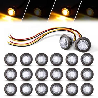 Imagem de MADCATZ Estroboscópio + marcador de 3/10.2 cm Mini lente redonda transparente âmbar 3 luzes LED 3 fios montagem embutida marcador lateral para reboque, barco, trailer, caminhão – 12 V (20 peças)