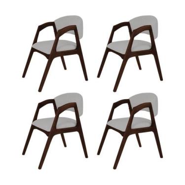 Imagem de Conjunto com 4 Cadeiras de Jantar Gabriela em Madeira e Mdf Castanho L