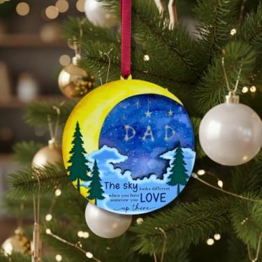 Imagem de Ornamento de pai no céu, ornamento memorial para perda do pai, enfeite de Natal em memória do pai, lembrança de asas de anjo, enfeites de memorial de pais 2025, decoração de pendurar na árvore de