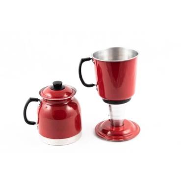 Imagem de CAFETEIRA DE ALUMINIO ECONOMICA TIPO ITALIANA GRANDE 1.700 ml JÁ VEM COM FILTRO(Vermelho Pintadinho)
