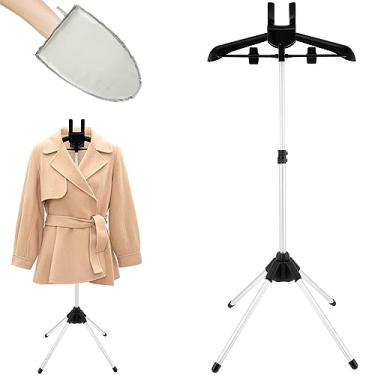 Imagem de Conjunto portátil de suporte a vapor de ferro portátil cabides de roupas a vapor com luva de passar a ferro para passar a vapor em casa (preto)