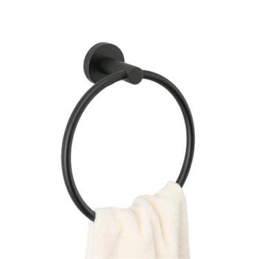 Imagem de Ferragens de banheiro 304 aço inoxidável fosco preto suporte de papel higiênico suporte de sabão barra de toalha acessórios de vaso sanitário, barra dupla preta (anel de toalha preto)