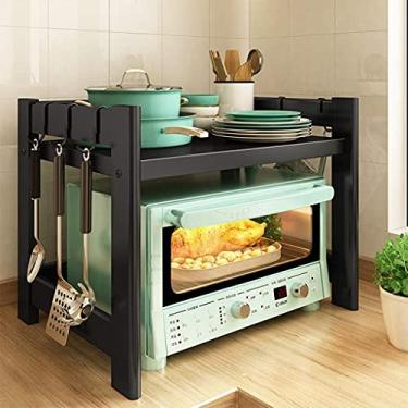 Imagem de Prateleira organizadora de 2 camadas para cozinha e micro-ondas, prateleiras organizadoras de bancada