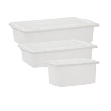 Imagem de Kit 3 Caixa Alimentícia Com Tampa Multiuso Frigorifica 5l + 15l + 30l