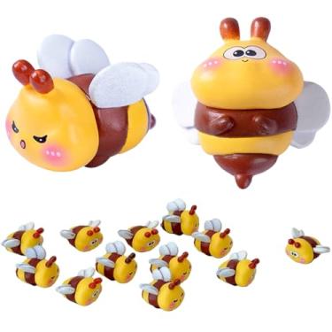 Imagem de AKV Mini abelhas de resina, mini abelhas fofas para artesanato, casas de bonecas, jardim, festa de aniversário, estatueta de desenho animado de pequenas abelhas para decoração de painel de carro