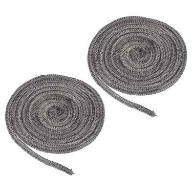 Imagem de PATIKIL Gaxeta de fogão a lenha de 0,6 cm x 248 cm, 2 peças de substituição de corda de vedação de resistência a altas temperaturas de fibra de vidro de grafite redonda para porta de lareira de fogão