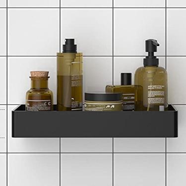 Imagem de WYUYIWH Prateleira de chuveiro montada na parede sem perfuração Rack de chuveiro adesivo preto espaço alumínio para cozinha banheiro - 1 camada A30 cm
