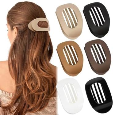 Imagem de 6 peças de grampos de cabelo planos para mulheres, grampos redondos de bico de pato para cabelo grosso e fino, moderno, grampo de cabelo francês