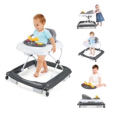 Imagem de Andador para Bebê BABY JOY 4 em 1 Dobrável com Altura Ajustável, Música, Luzes, Andador Antiviral com Rodas para Meninos e Meninas de 7 a 14