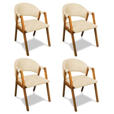 Imagem de Cadeira Sala de Jantar Em Madeira kit 4 Yara Suede D03 - D'Rossi