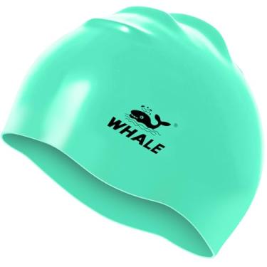 Imagem de Touca de natação de silicone - impermeável antiderrapante de alta elasticidade - mantém o cabelo seco, perfeita para homens e mulheres, touca de natação grande (verde fluorescente)