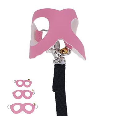 Imagem de RiToEasysports Conjunto de Arnês de Couro para Hamster, Colete de Nylon Durável para Animais de Estimação Com Sinos para Caminhada de Cobaia (Rosa)