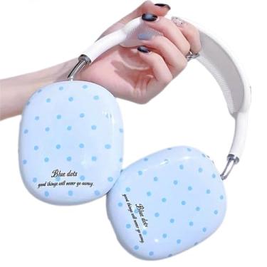 Imagem de Capa rígida compatível com Apple Airpods Max, capa de fone de ouvido com design engraçado de bolinhas azuis fofas, capa de plástico rígido, à prova de choque, acessórios antiarranhões para Airpod Max