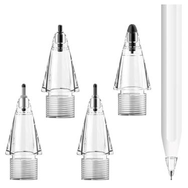 Imagem de CCSmall Dicas de substituição para Apple Pencil 1ª/2ª geração/USB-C/Pencil Pro, Sonda elástica macia inovadora controle preciso para iPad Pro Pencil (pacote com 4 transparentes)