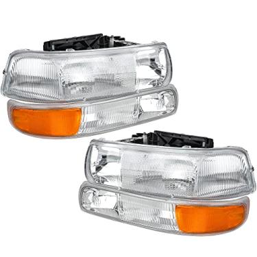 Imagem de ATOMTEC Conjunto de par de faróis para Chevy Silverado 1500 2500/2001 2002 1999 2000/2001 2002 Chevy Silverado 1500HD 2500HD 3500/2000-2006 Tahoe Suburban 1500 2500, cromado Carcaça, lente