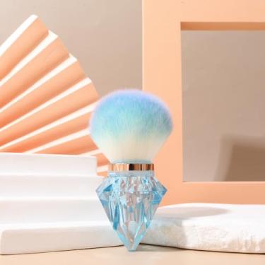Imagem de Pincel portátil para unhas de diamante – ferramenta de maquiagem multiuso para pó, cerdas sintéticas macias, adequado para viagens, 5,5 x 5,5 x 17 cm, cabo de plástico leve (azul)