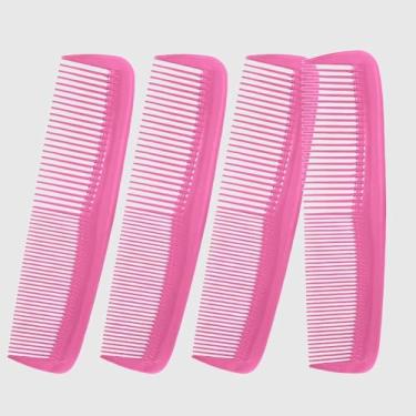 Imagem de Pentes de cabelo duráveis, pacote com 4 com dentes finos, essenciais para pentear e desembaraçar, rosa