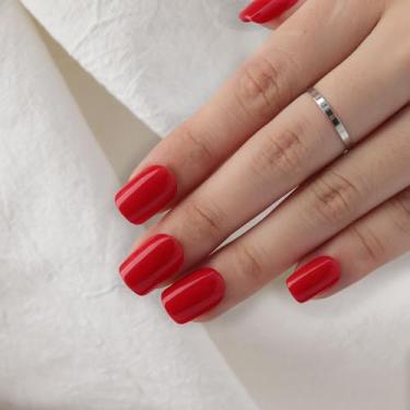 Imagem de Kit de decoração de unhas curtas quadradas, cor sólida, 24 peças reutilizáveis de manicure com cola de gelatina, mini lixa e bastão, conjunto de manicure DIY para mulheres