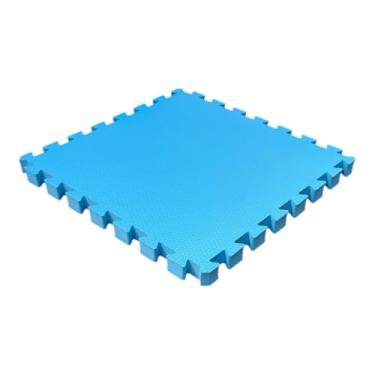 Imagem de Kit 12 Tapete Tatame Eva + Bordas de Acabamento Loja da Maria 50x50x3cm 30mm Cinza Claro (azul claro)