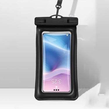 Imagem de Bolsa à prova d'água, capa impermeável, bolsa seca para celular IPX8 Essenciais de praia, 19 cm (preta)
