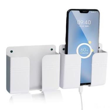 Imagem de Suporte de telefone de parede com 2 peças, prateleira adesiva com gerenciamento de cabos