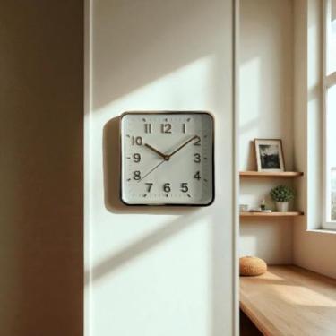 Imagem de Relógio de Parede Moderno Silencioso 20cm – Decoração para Cozinha, Sala, Quarto e Escritório(Quadrado rose)