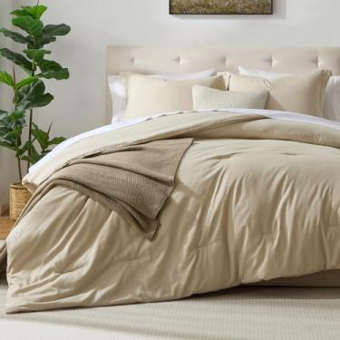 Imagem de satisomnia Conjunto de edredom king size, bege, 3 peças, alternativo, leve, macio, respirável, sólido para todas as estações