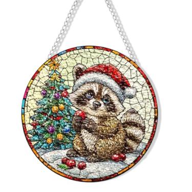 Imagem de Apanhador de sol de guaxinim para pendurar em vitrais feitos à mão, apanhadores de sol para janelas internas, arte de parede, painel de decoração de jardim, presentes de aniversário para mulheres e