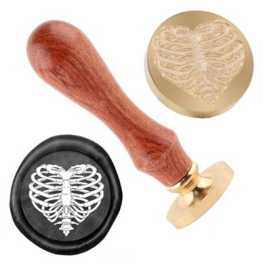 Imagem de Carimbo de selo de cera de esqueleto Carimbo de selo de cera de Halloween cabeças de latão removíveis para decoração de festa de Halloween convites de carta envelope cartões de felicitações presentes