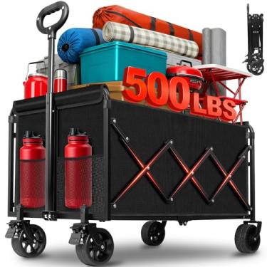 Imagem de Carrinhos de carroça dobráveis - 226,8 kg - carrinho dobrável dobrável pequeno e leve para esportes, acampamento, armazenamento, viagens, compras