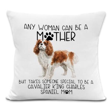 Imagem de laveliabel Cavalier King Charles Spaniel Gifts Capas de almofada 45,7 x 45,7 cm, presentes para mães de cães, presentes para amantes de cães, capas de almofada decorativas para decoração de sofá de