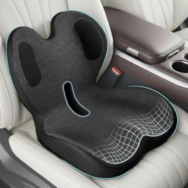 Imagem de Almofadas de assento de carro com suporte lombar – enchimento de espuma viscoelástica em forma de L para longa condução, alívio ciático, suporte ergonômico para as costas, caminhão, escritório