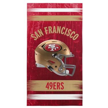 Imagem de Toalha de praia de microfibra NFL San Francisco 49ers, 76 x 152 cm – Secagem rápida, resistente à areia, leve, altamente absorvente, design Blitz